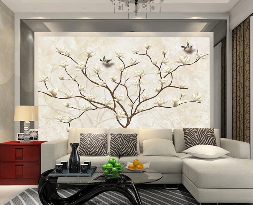 3D Tree Flowering Bird 758 Wallpaper AJ Wallpaper 2