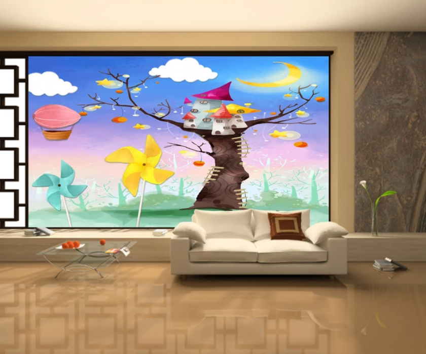 3D Tree House Small Windmill 724 Wallpaper AJ Wallpaper 2
