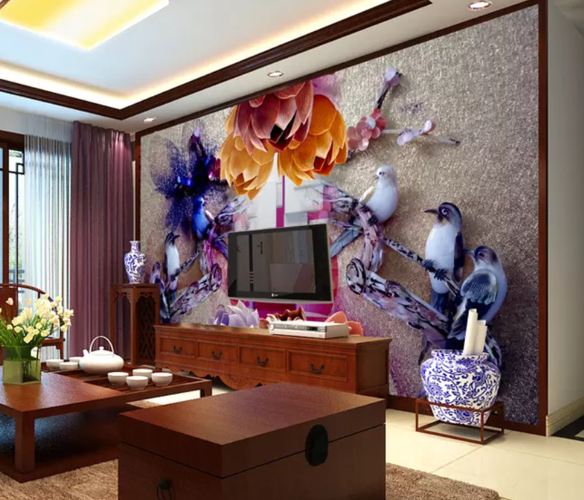 3D Plastic Flowers And Birds 720 Wallpaper AJ Wallpaper 2