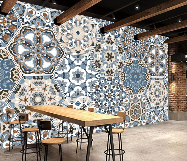 3D Blue Pattern 2158 Wall Murals