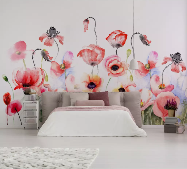 3D Red Flowers 2205 Wall Murals