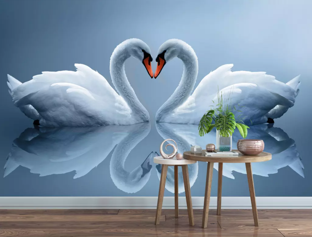 3D Love Swan Lake WG487 Wall Murals