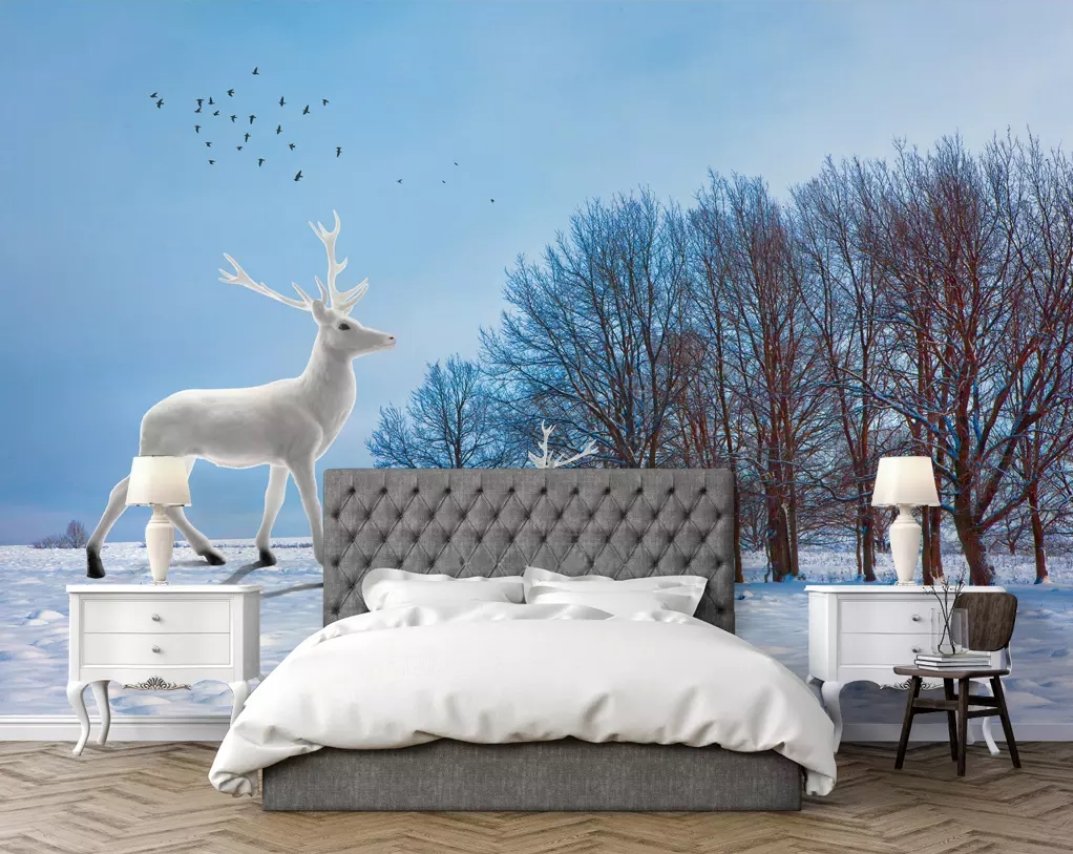 3D Snow Fawn 650 Wall Murals Wallpaper AJ Wallpaper 2
