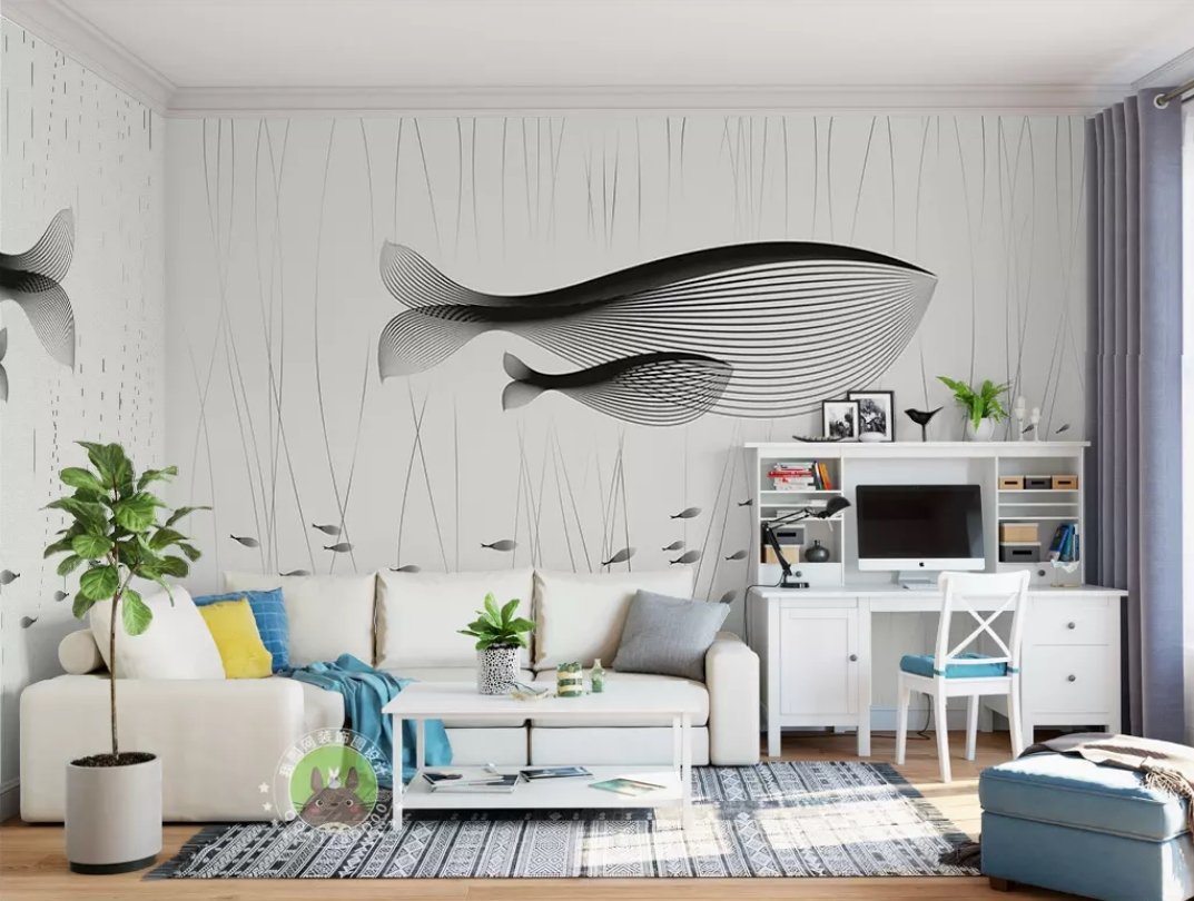 3D Black Fish 099 Wall Murals Wallpaper AJ Wallpaper 2
