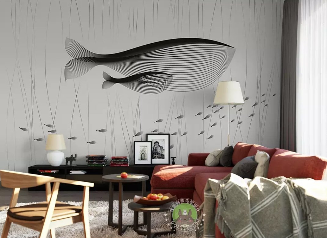 3D Black Fish 099 Wall Murals Wallpaper AJ Wallpaper 2