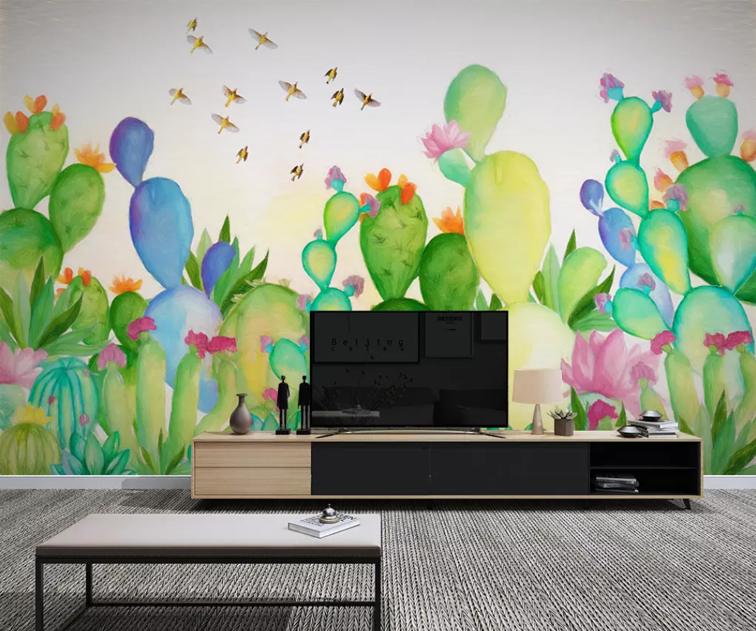 3D Green Cactus WG959 Wall Murals