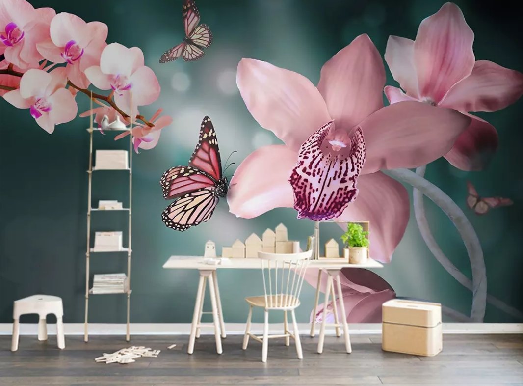 3D Flower Butterfly 263 Wall Murals Wallpaper AJ Wallpaper 2