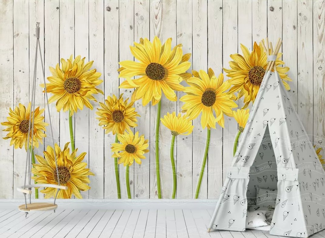 3D Sunflower 403 Wall Murals Wallpaper AJ Wallpaper 2