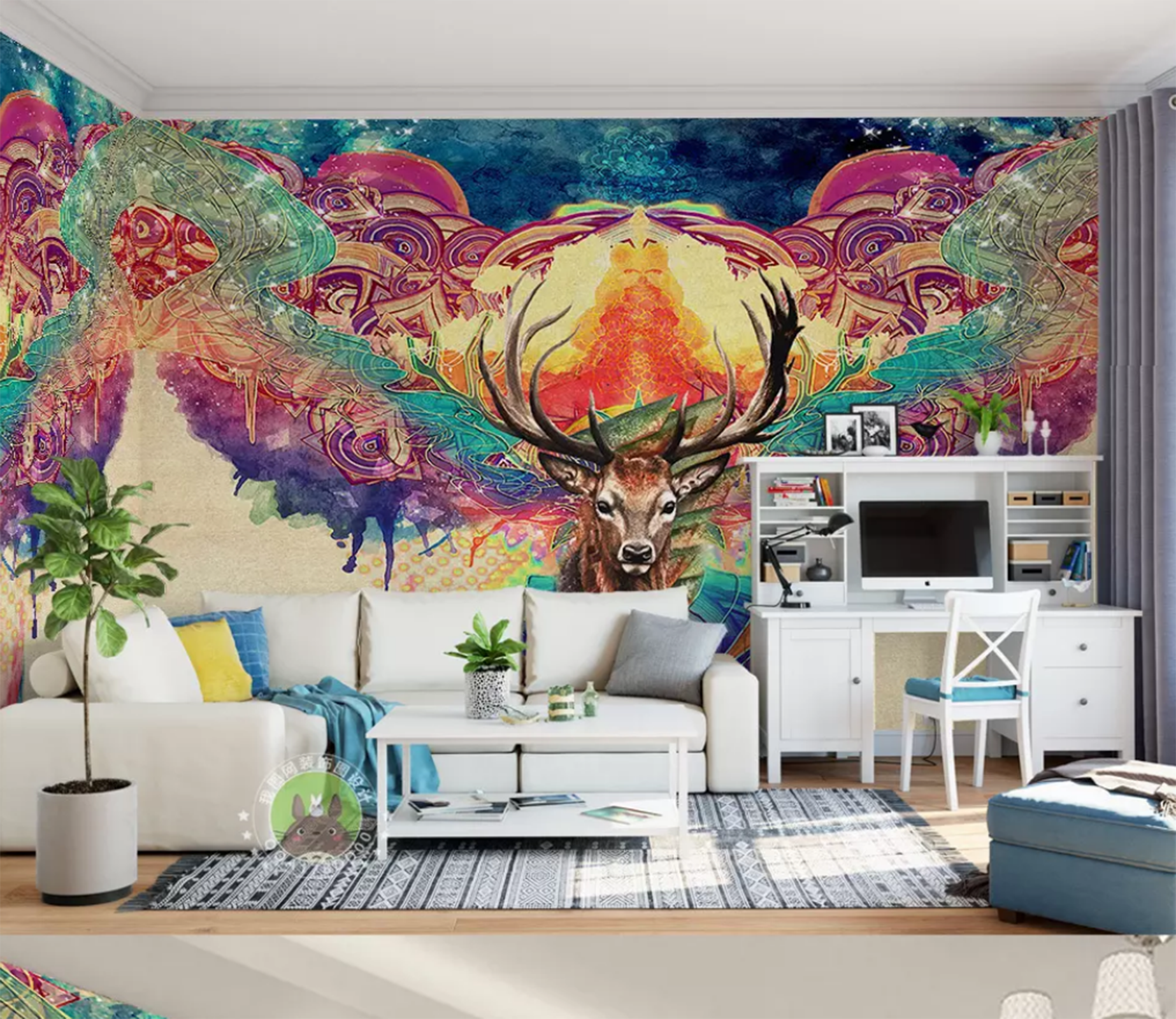 3D Colored Elk WC12 Wall Murals Wallpaper AJ Wallpaper 2
