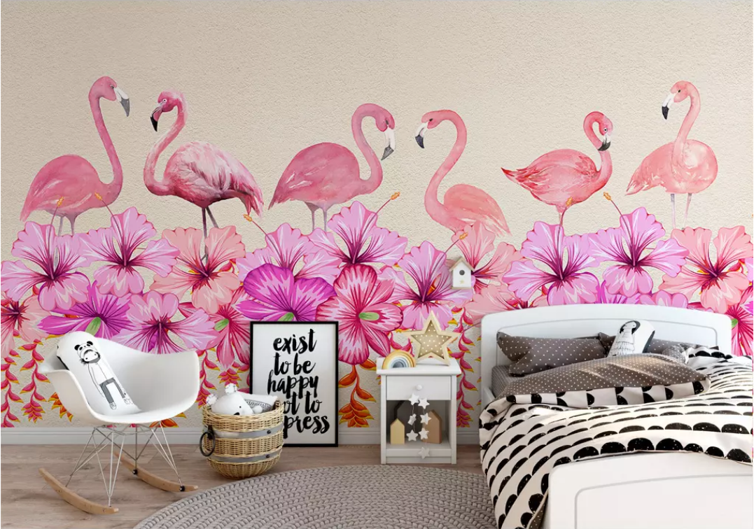 3D Flower Flamingo WG793 Wall Murals