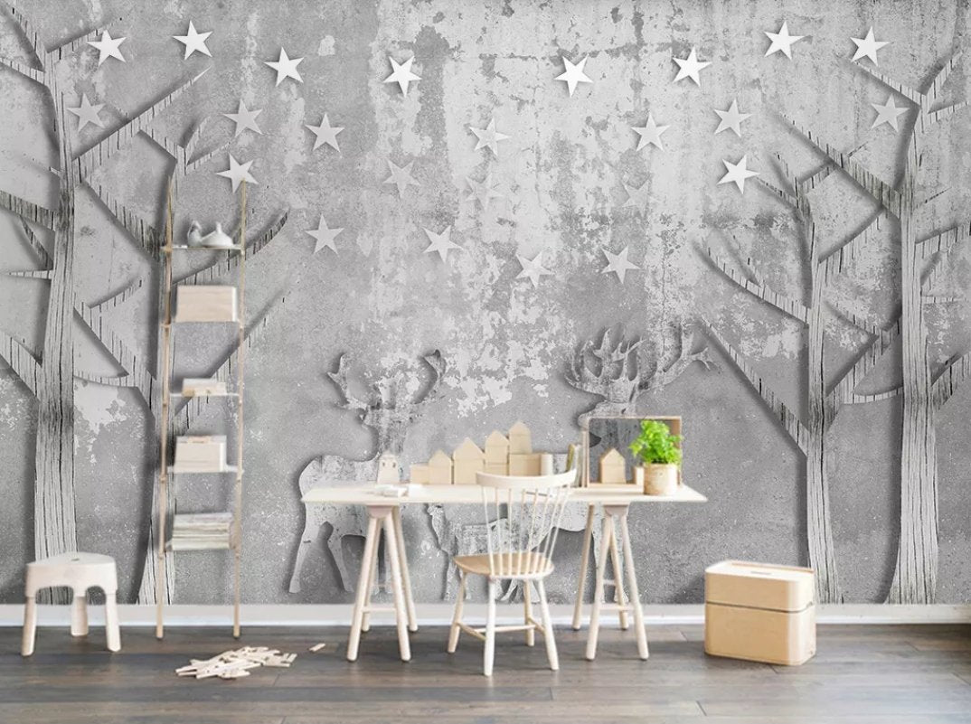 3D Star Deer 052 Wall Murals Wallpaper AJ Wallpaper 2