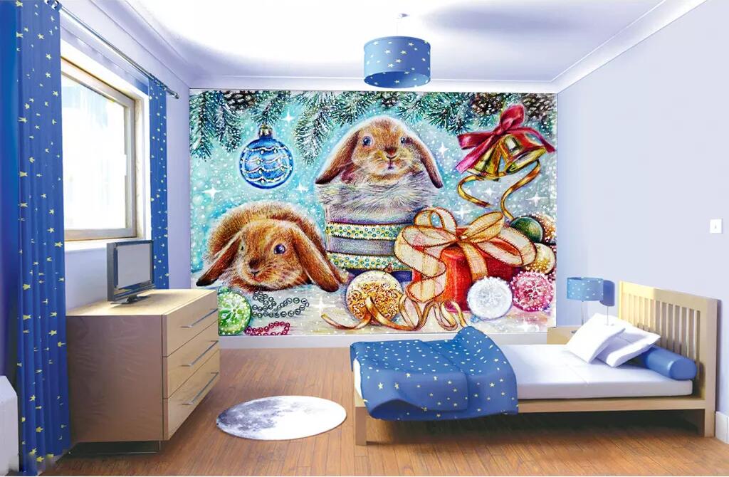 3D Gray Rabbit 139 Wall Murals Wallpaper AJ Wallpaper 2