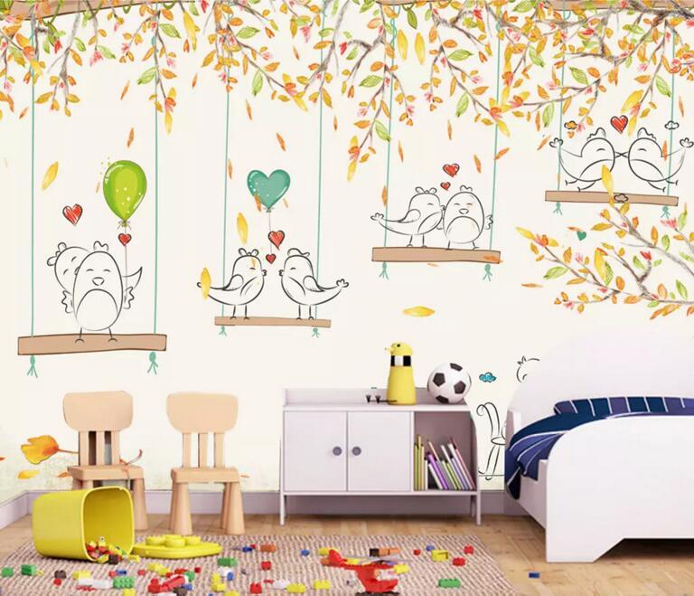 3D Bird Love 625 Wall Murals Wallpaper AJ Wallpaper 2