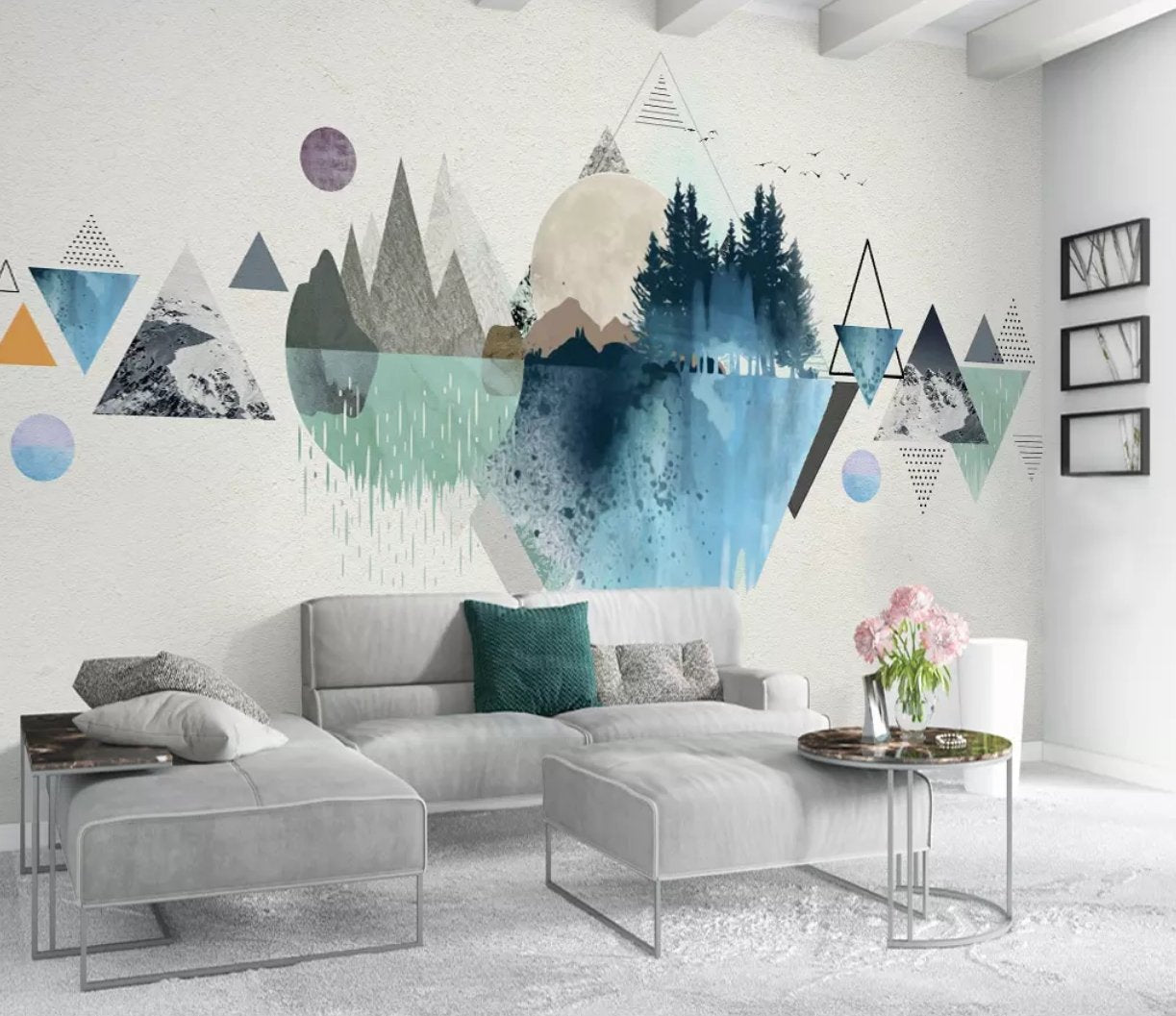 3D Color Geometry 608 Wall Murals Wallpaper AJ Wallpaper 2