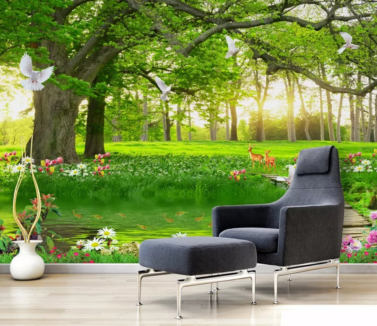 3D Green Forest 616 Wall Murals Wallpaper AJ Wallpaper 2