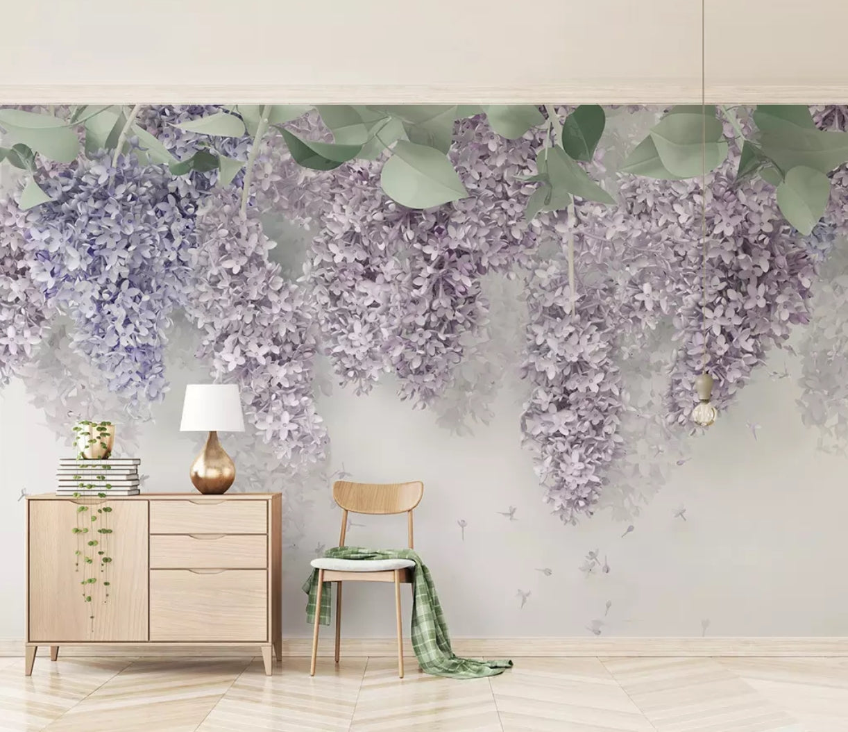 3D Purple Flowers WC49 Wall Murals Wallpaper AJ Wallpaper 2
