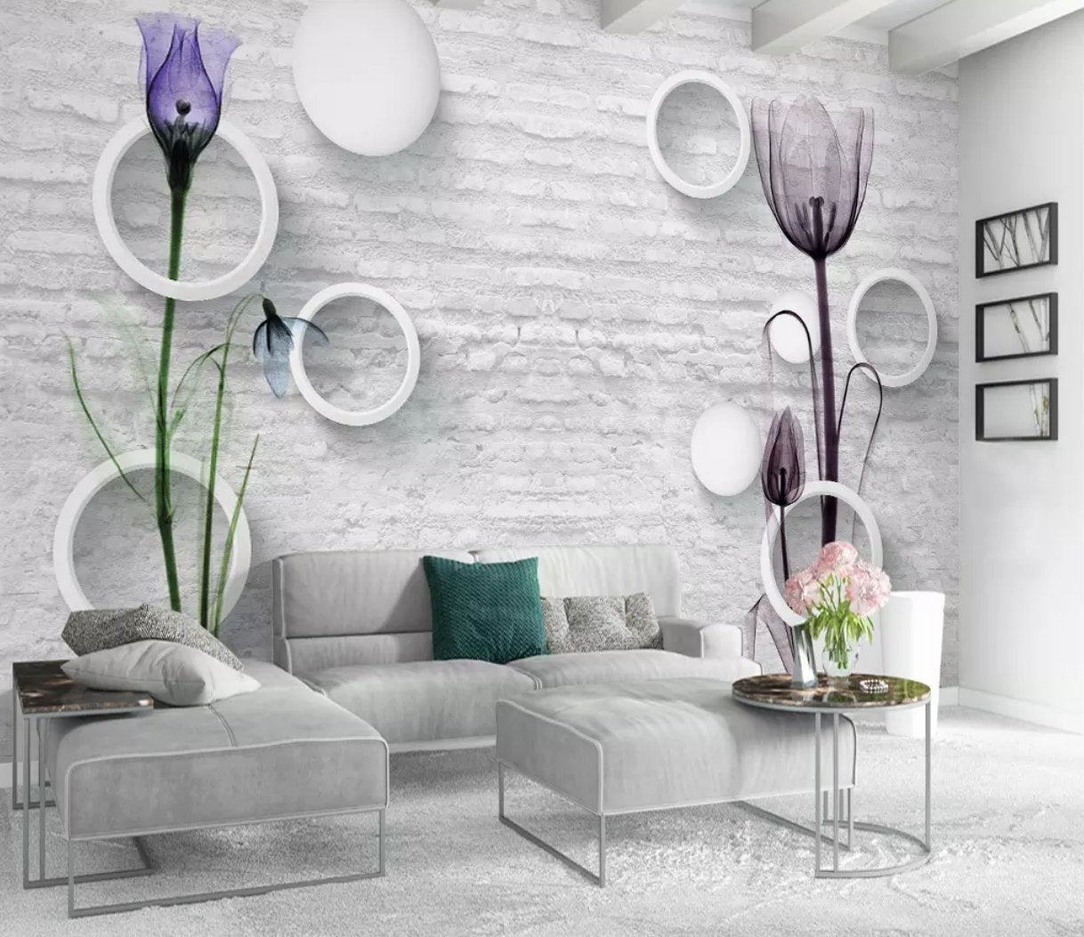 3D Round Flower 042 Wall Murals Wallpaper AJ Wallpaper 2