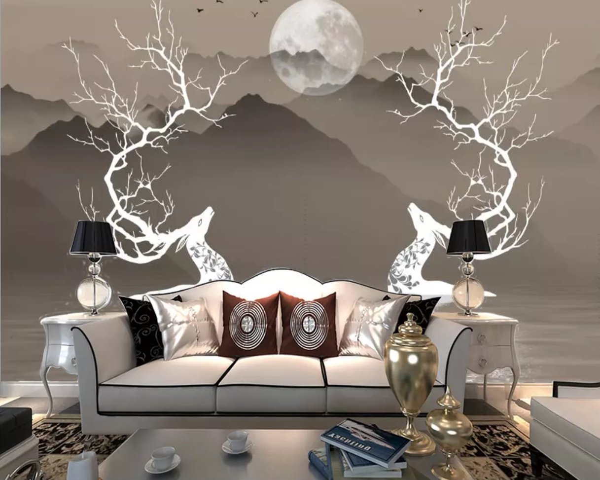 3D Elk Moon 320 Wall Murals Wallpaper AJ Wallpaper 2