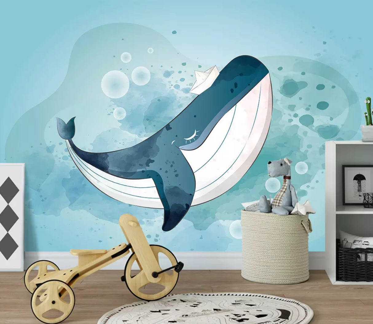 3D Blue Whale WC76 Wall Murals Wallpaper AJ Wallpaper 2