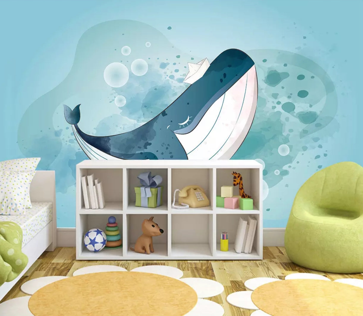 3D Blue Whale WC76 Wall Murals Wallpaper AJ Wallpaper 2