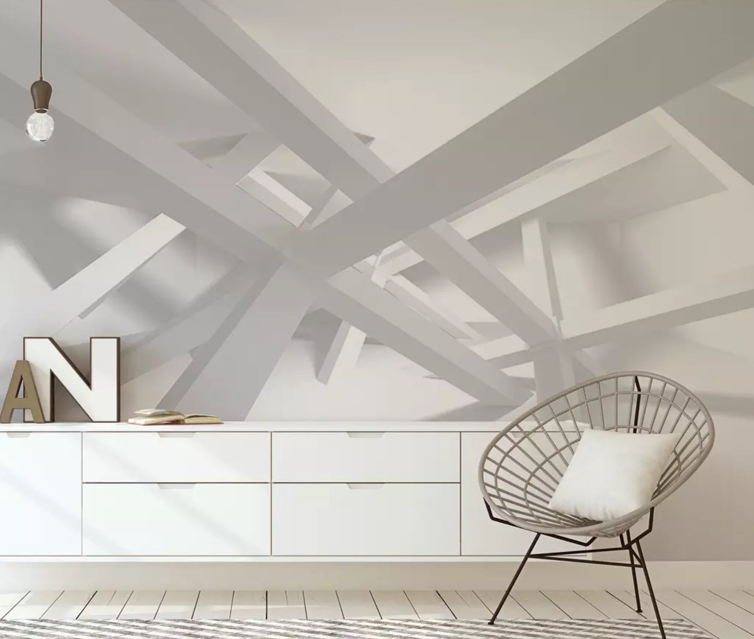 3D White Line Carving WC22 Wall Murals Wallpaper AJ Wallpaper 2