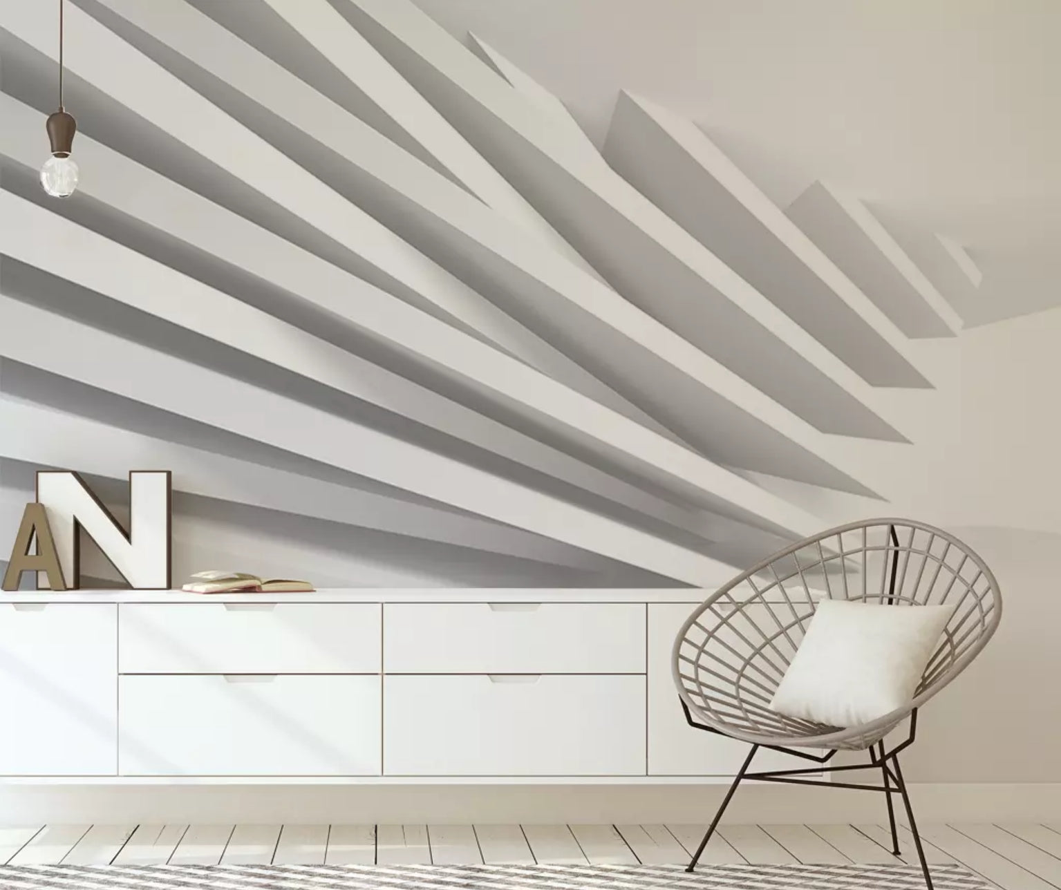 3D White Line Carving WC21 Wall Murals Wallpaper AJ Wallpaper 2