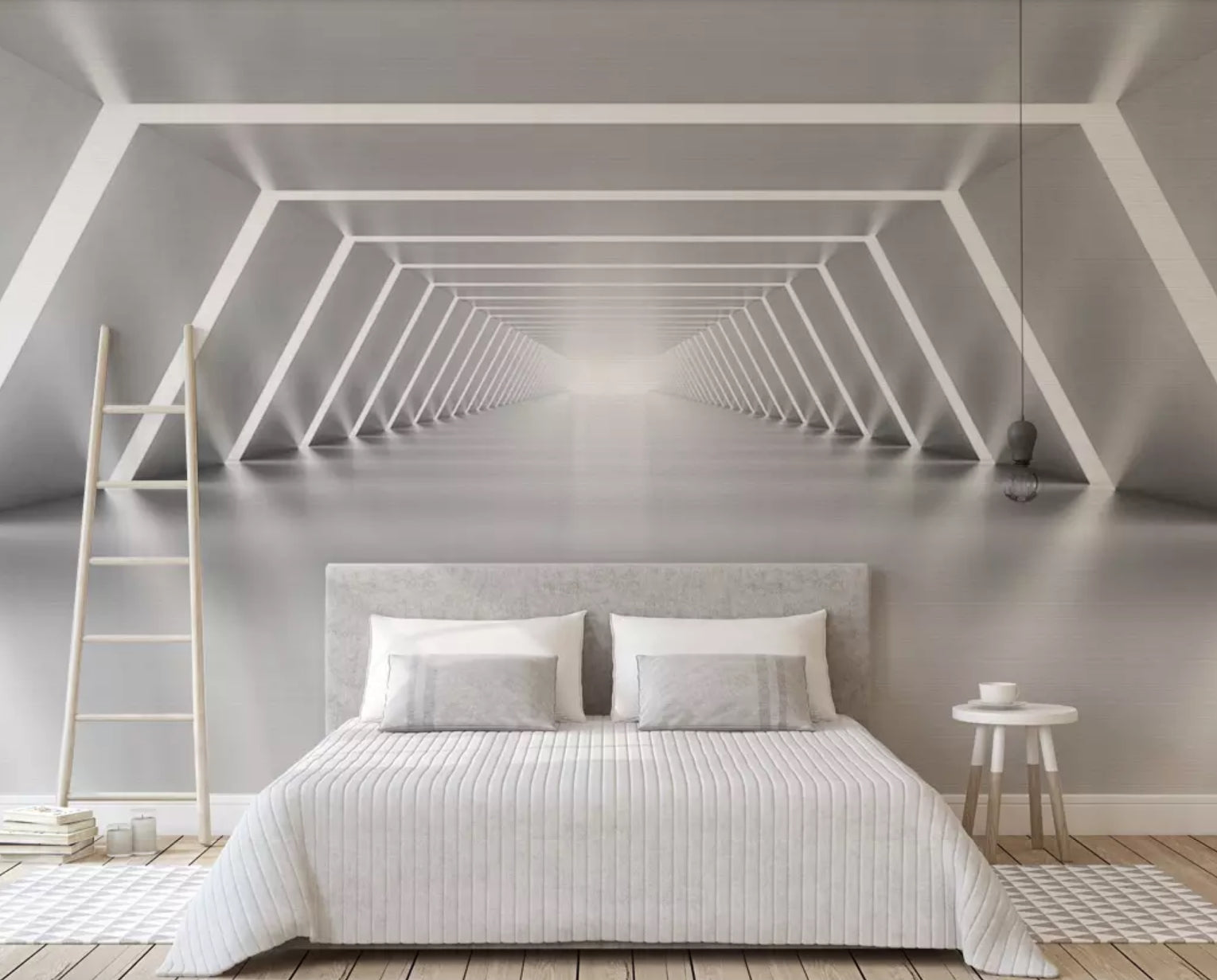 3D White Geometry WC13 Wall Murals Wallpaper AJ Wallpaper 2