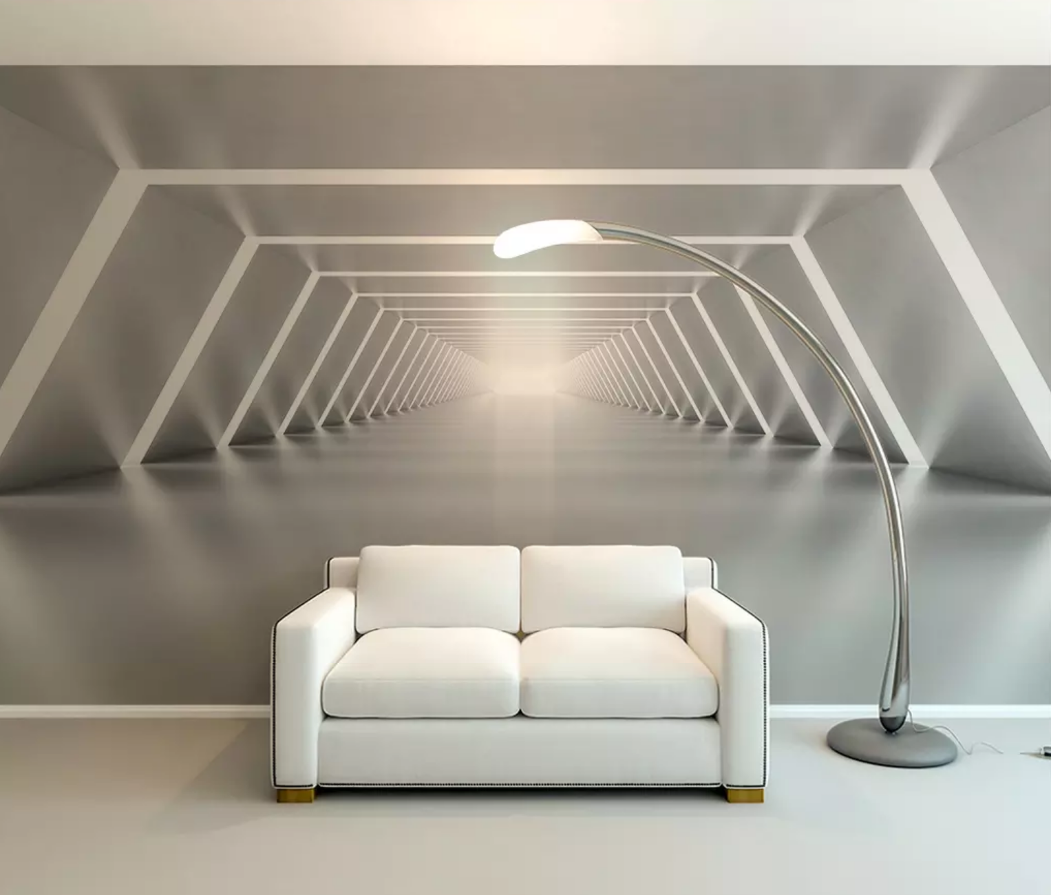 3D White Corridor WG1002 Wall Murals