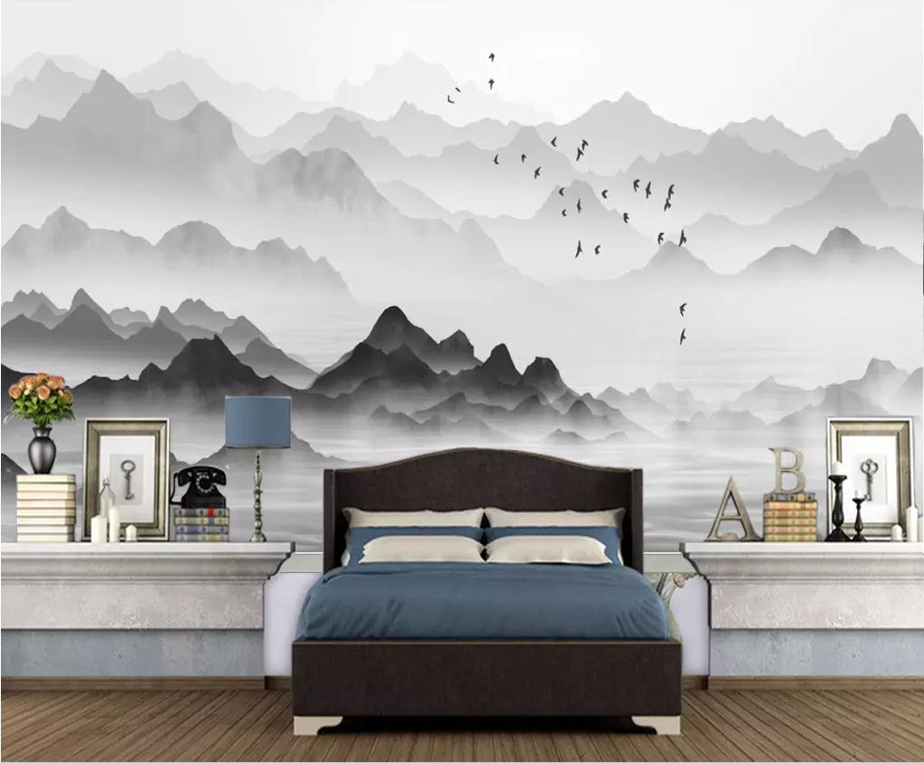 3D Mountain River WC07 Wall Murals Wallpaper AJ Wallpaper 2