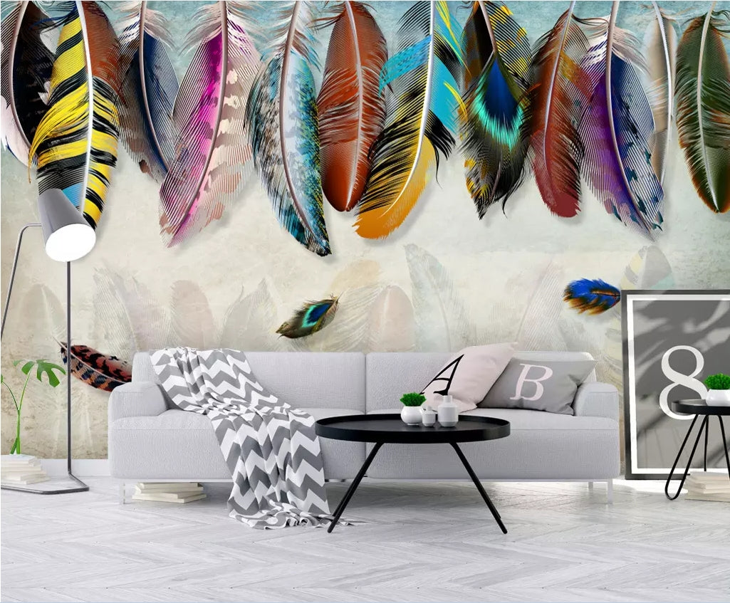 3D Colored Feather WC14 Wall Murals Wallpaper AJ Wallpaper 2