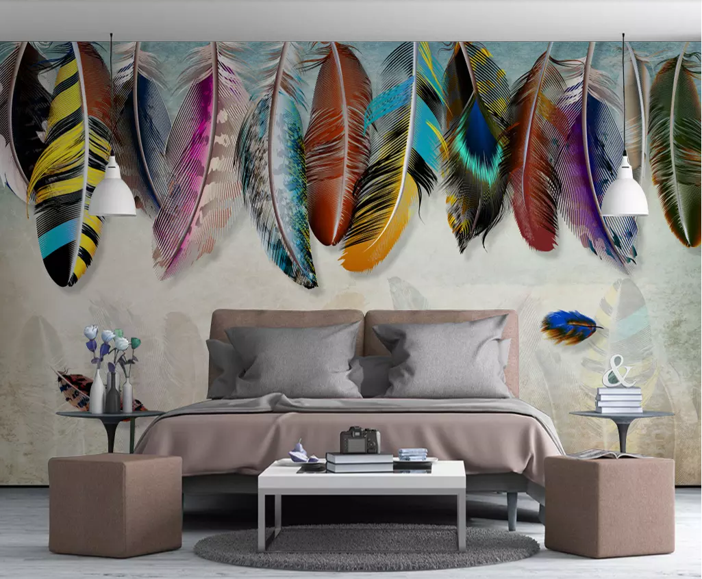 3D Colored Feather WG1204 Wall Murals