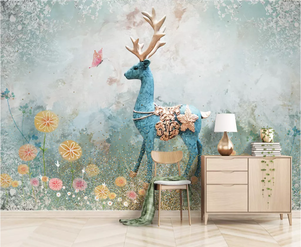 3D Fawn Flower WC89 Wall Murals Wallpaper AJ Wallpaper 2