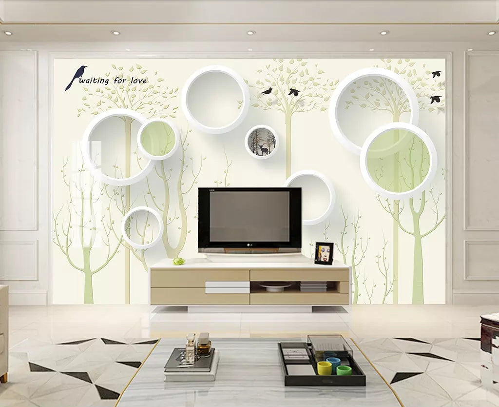 3D Round Tree WC22 Wall Murals Wallpaper AJ Wallpaper 2