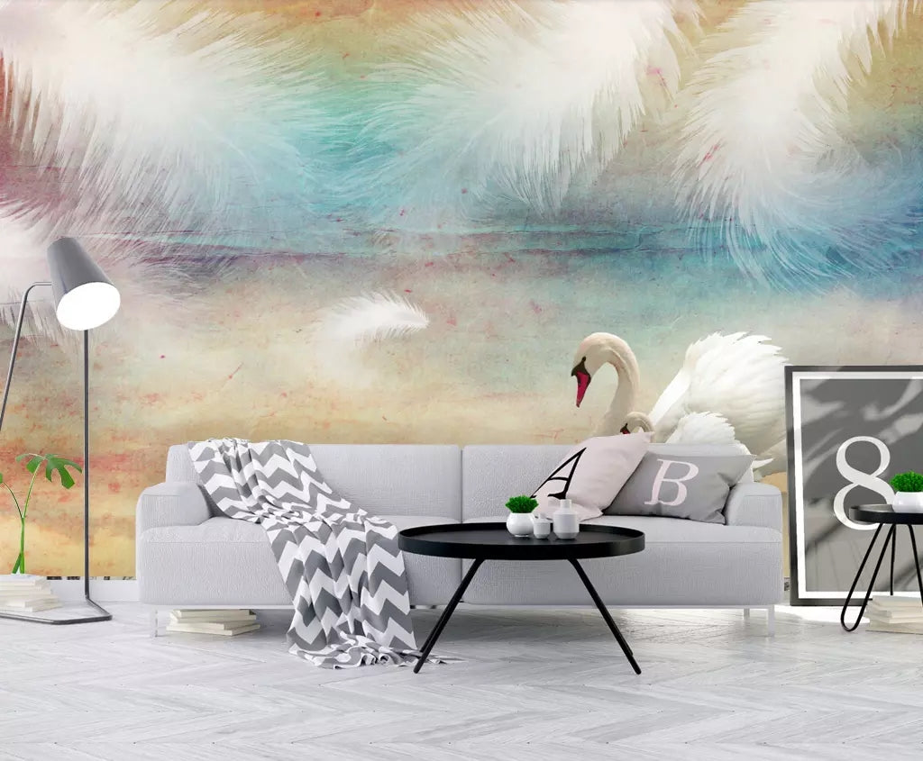3D Swan Lake WC25 Wall Murals Wallpaper AJ Wallpaper 2