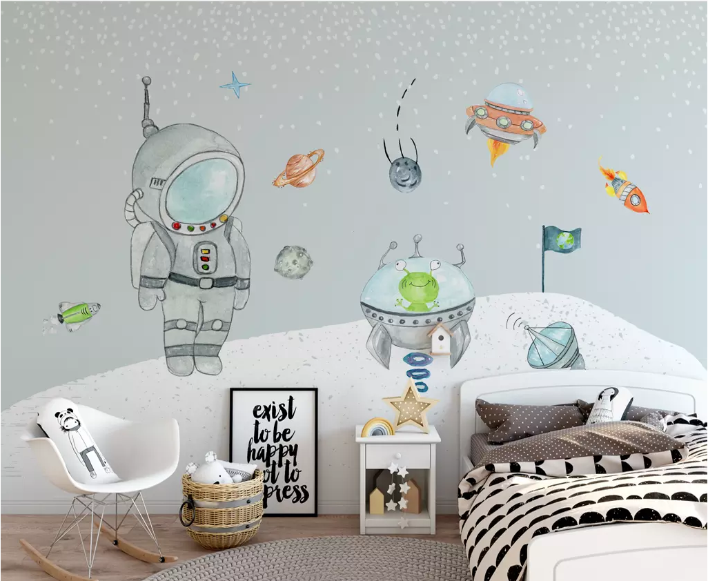 3D Cartoon Astronaut WG1265 Wall Murals