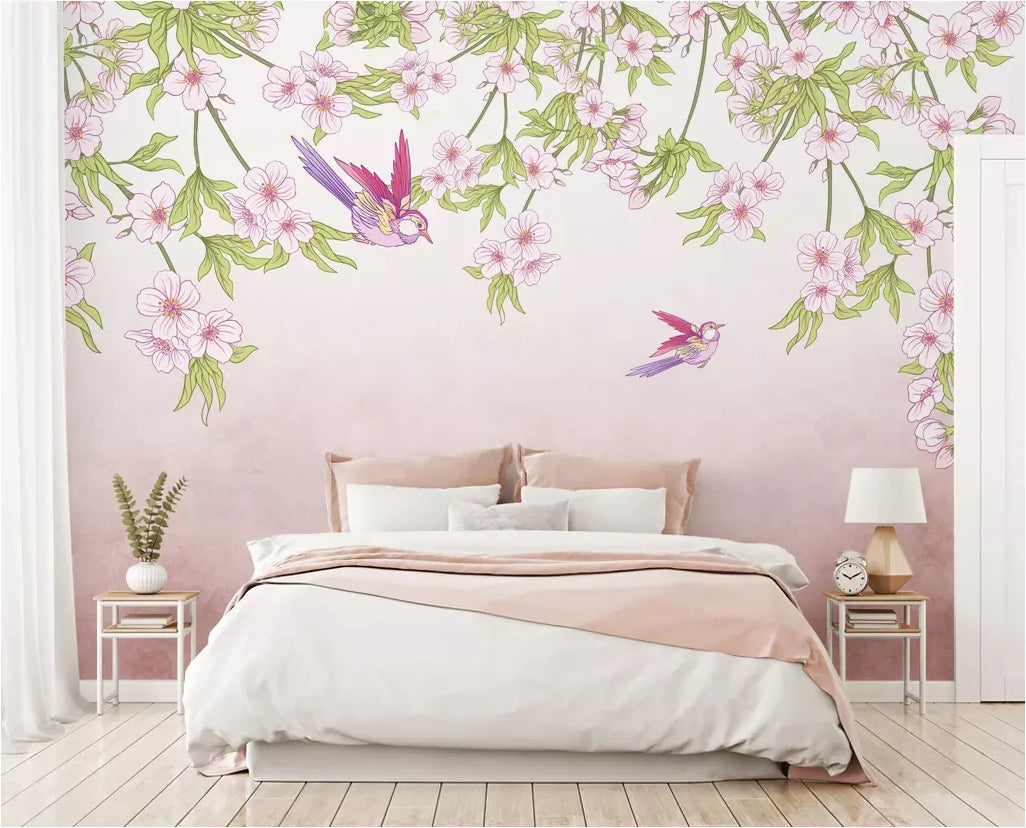 3D Peach Blossom Magpie WC13 Wall Murals Wallpaper AJ Wallpaper 2