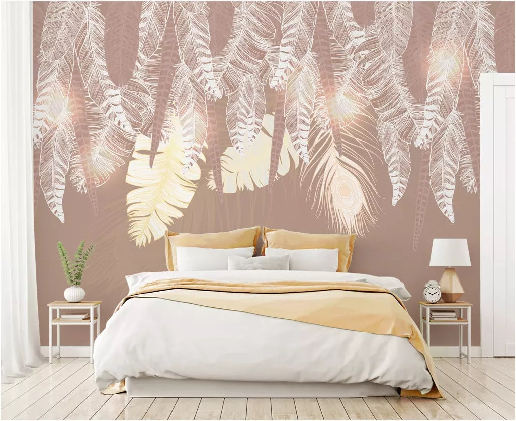 3D White Feather WC11 Wall Murals Wallpaper AJ Wallpaper 2