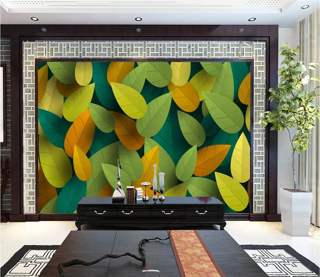 3D Green Leaf WC45 Wall Murals Wallpaper AJ Wallpaper 2