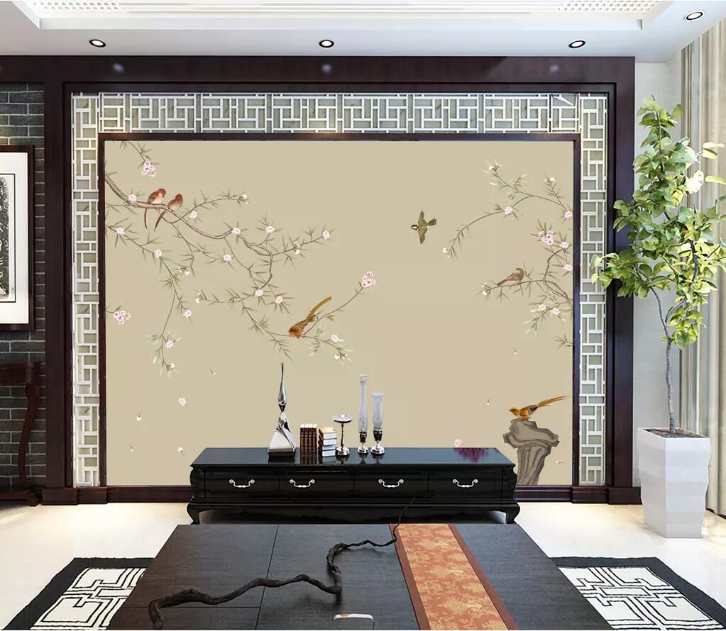 3D Flower Bird WC37 Wall Murals Wallpaper AJ Wallpaper 2