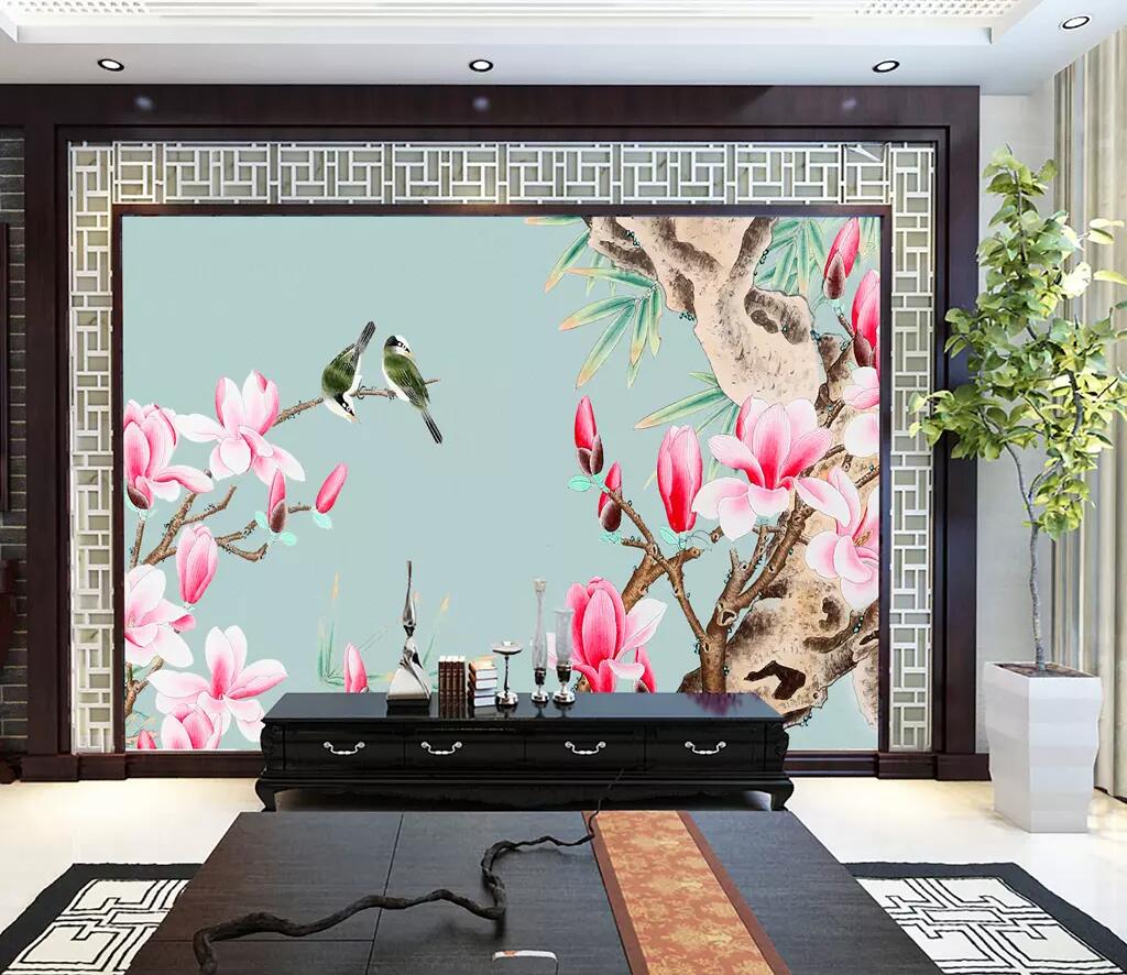 3D Flower Bird WC35 Wall Murals Wallpaper AJ Wallpaper 2