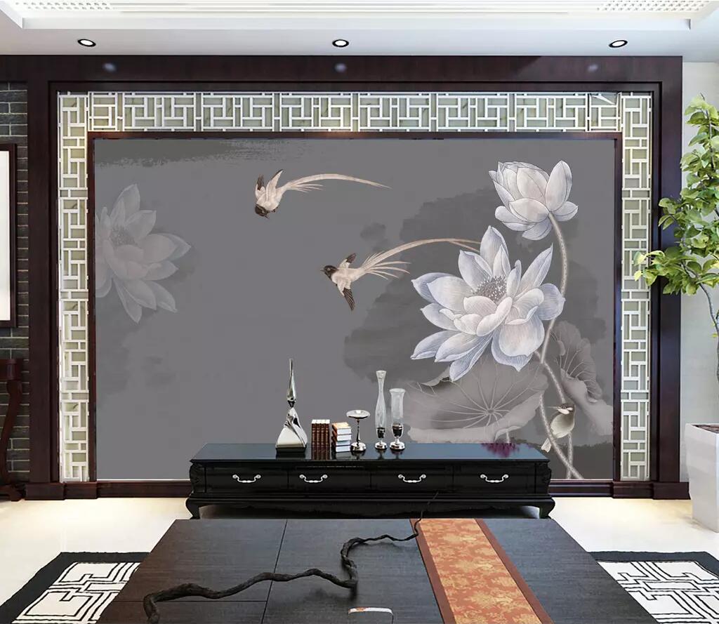 3D Flower Bird WC30 Wall Murals Wallpaper AJ Wallpaper 2