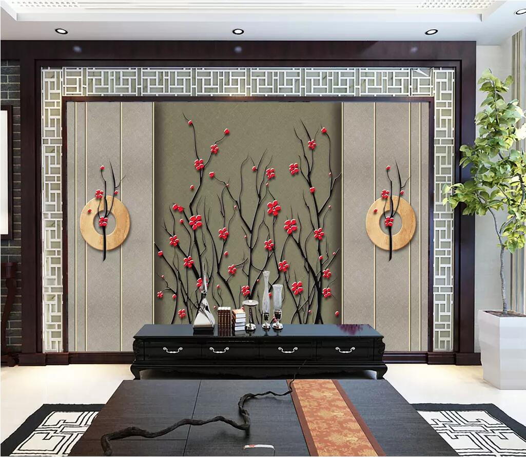 3D Red Plum WC18 Wall Murals Wallpaper AJ Wallpaper 2