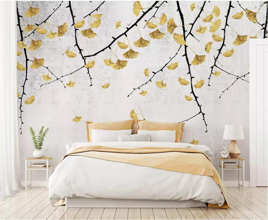 3D Ginkgo Leaves WC60 Wall Murals Wallpaper AJ Wallpaper 2