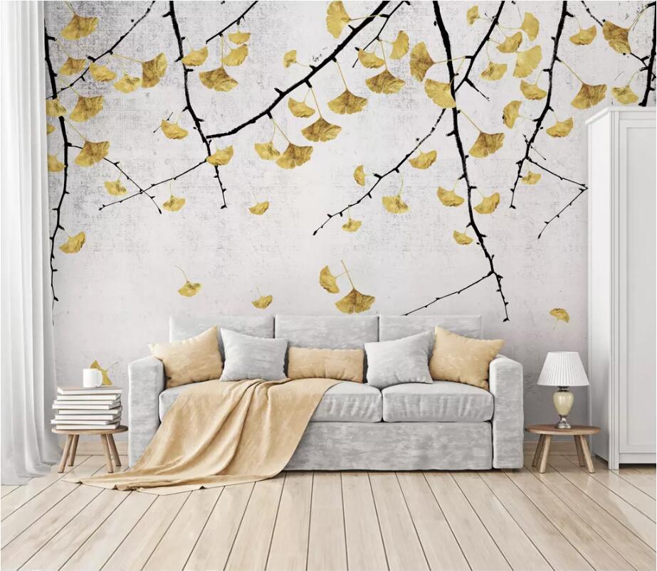 3D Ginkgo Leaves WC60 Wall Murals Wallpaper AJ Wallpaper 2