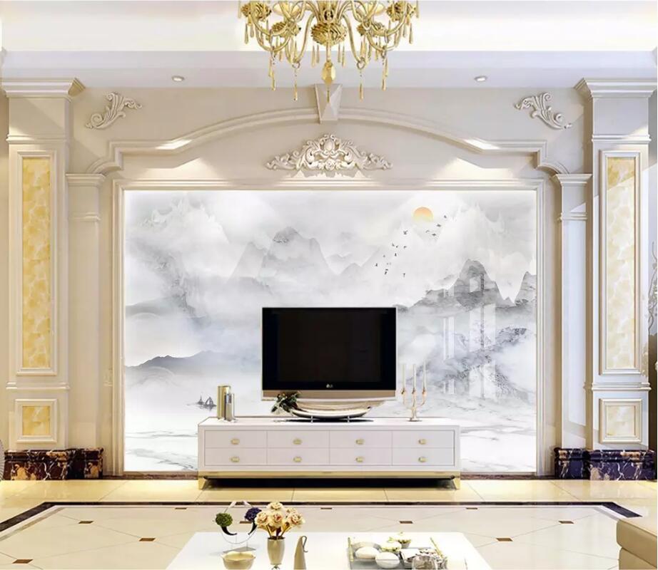 3D Abstract River Mountain WC78 Wall Murals Wallpaper AJ Wallpaper 2