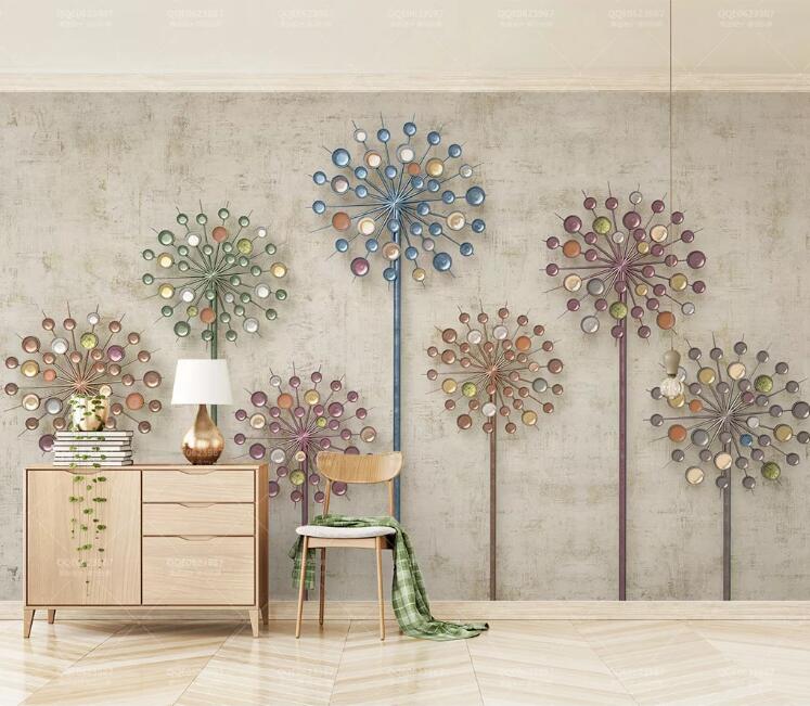 3D Diamond Dandelion WC227 Wall Murals