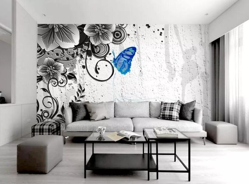 3D Blue Butterfly WC63 Wall Murals Wallpaper AJ Wallpaper 2