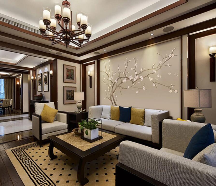 3D Branch Plum 019 Wall Murals Wallpaper AJ Wallpaper 2