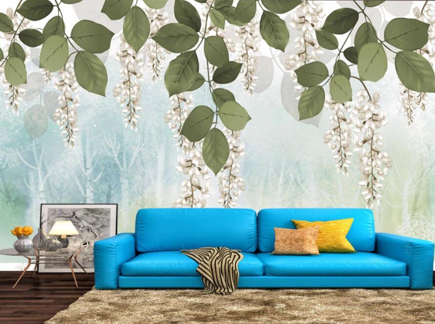 3D Green Leaves 191 Wall Murals Wallpaper AJ Wallpaper 2