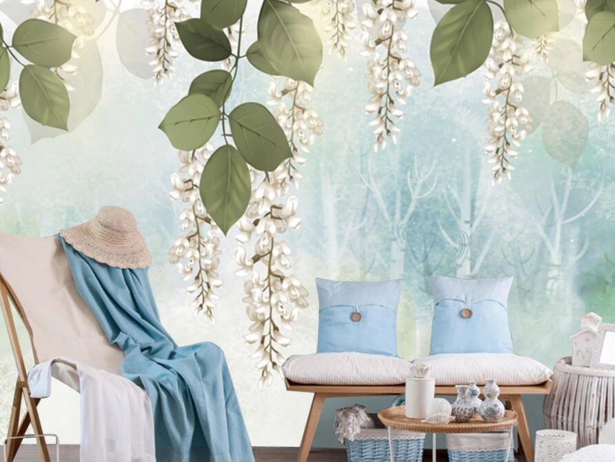 3D Green Leaves 191 Wall Murals Wallpaper AJ Wallpaper 2